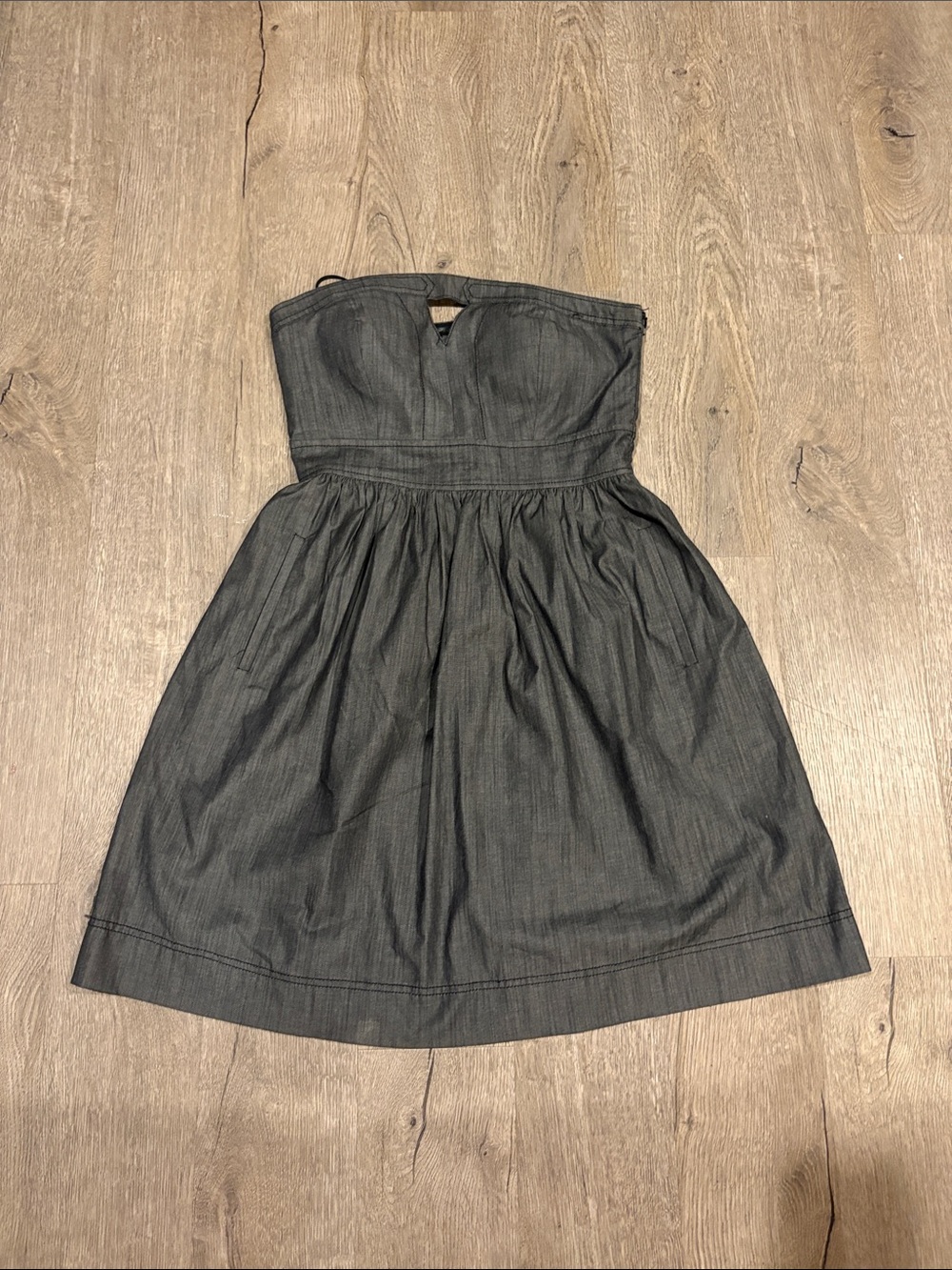 Calvin Klein Strapless Dark Gray Fit-and-Flare Strapless Dress with POCKETS! 8
